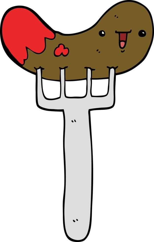 cartoon sausage and fork 12137459 Vector Art at Vecteezy