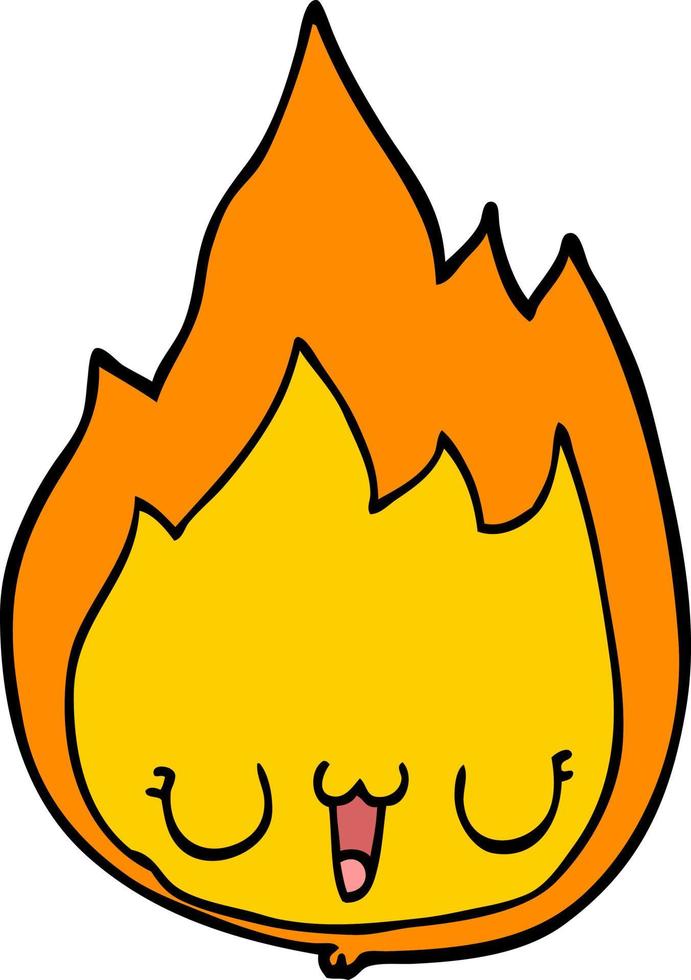 cartoon flame with face vector