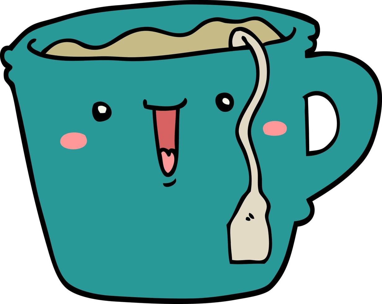 linda taza de café de dibujos animados vector