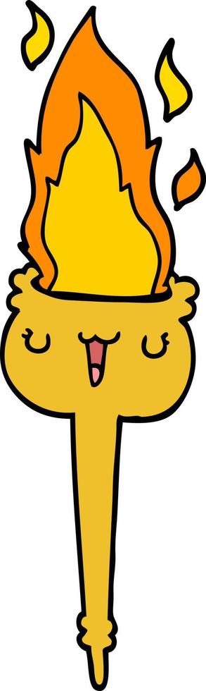 cartoon flaming torch vector