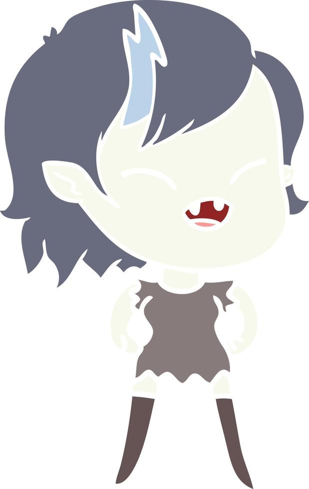 flat color style cartoon laughing vampire girl vector