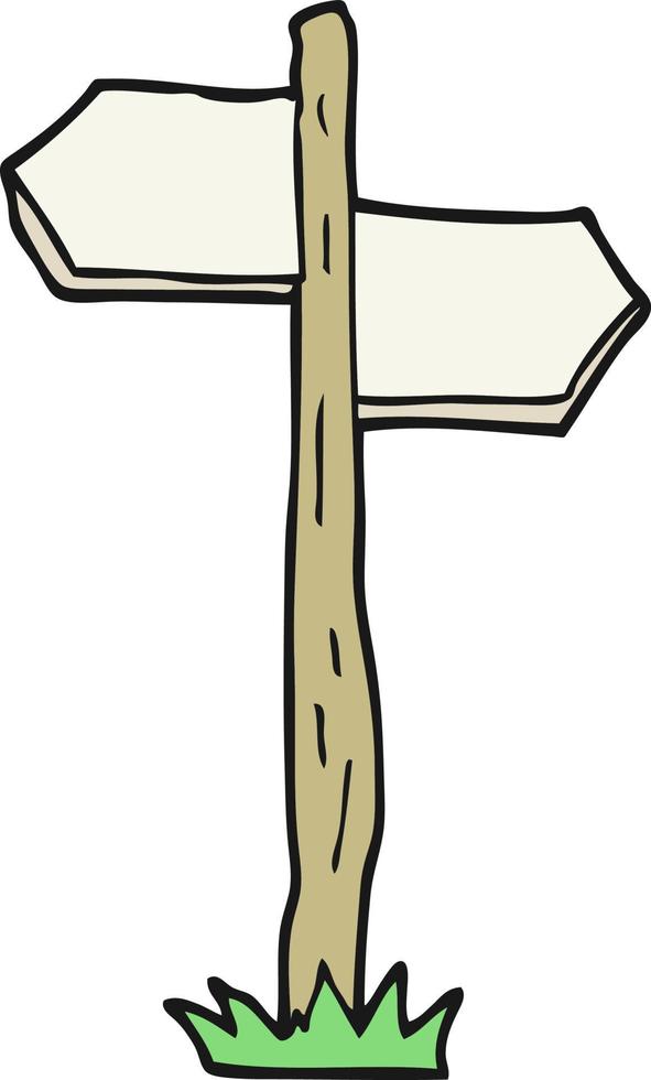 cartoon old direction sign vector