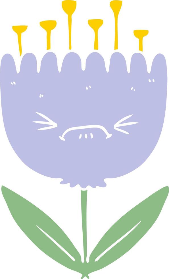 flat color style cartoon angry flower vector