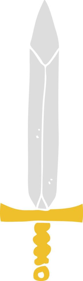 espada de dibujos animados de estilo de color plano vector