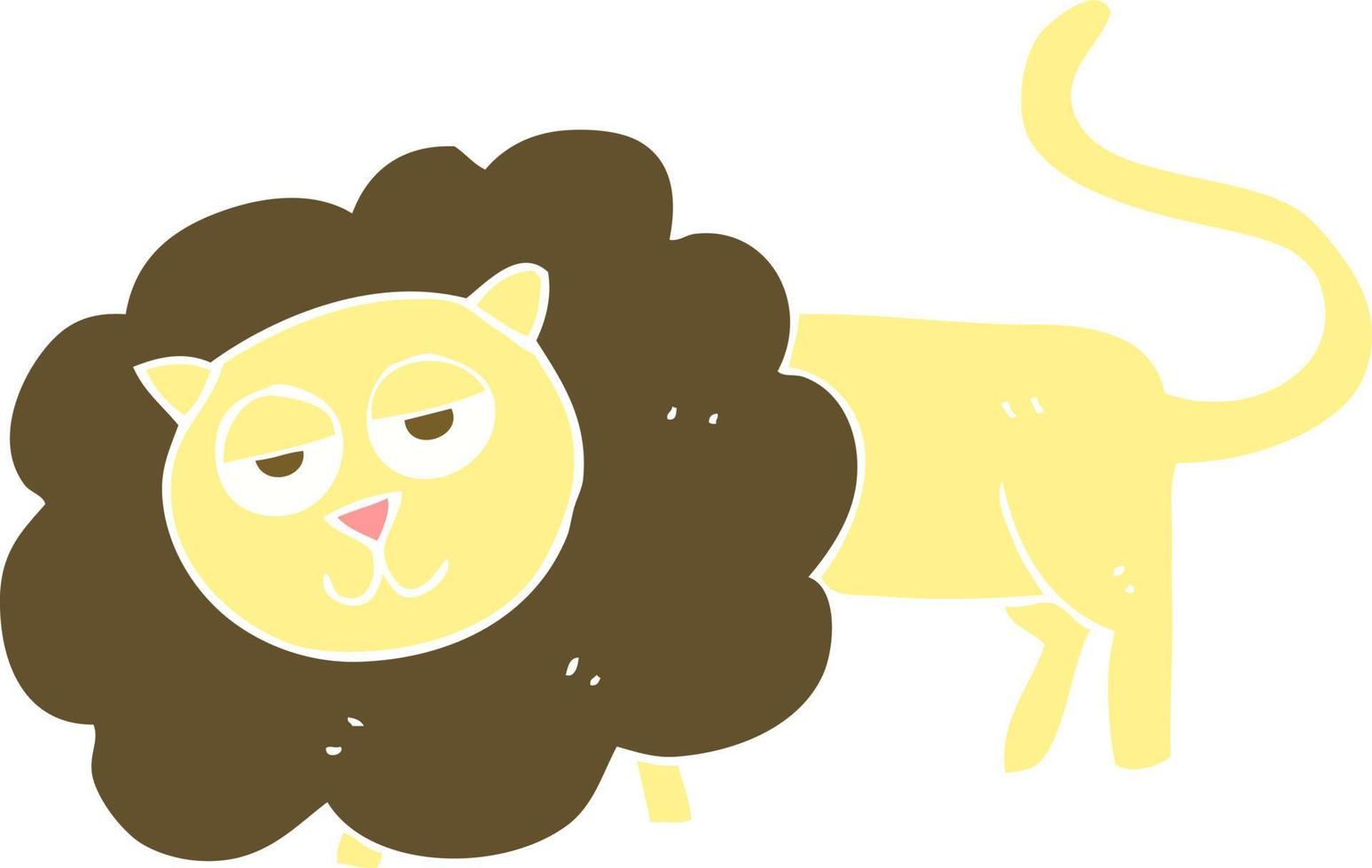 flat color illustration of a cartoon lion vector