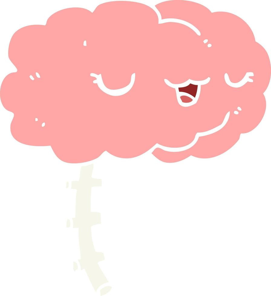 happy flat color style cartoon brain vector