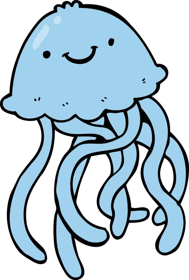 cartoon happy jellyfish vector