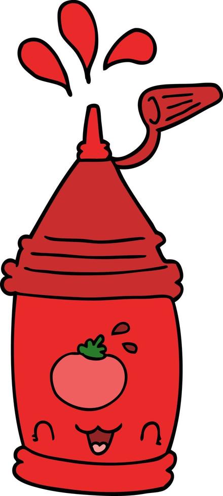 cartoon ketchup bottle vector