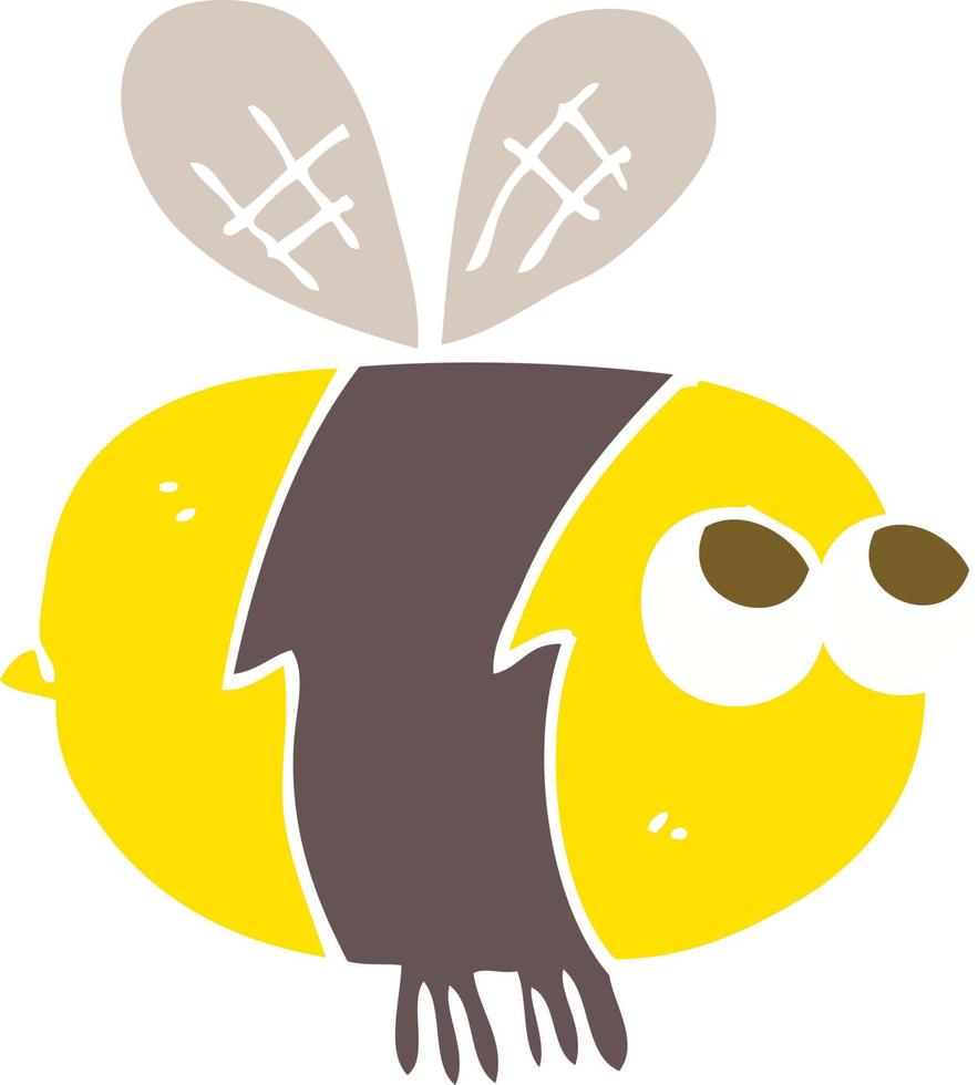 ilustración de color plano de una abeja de dibujos animados vector