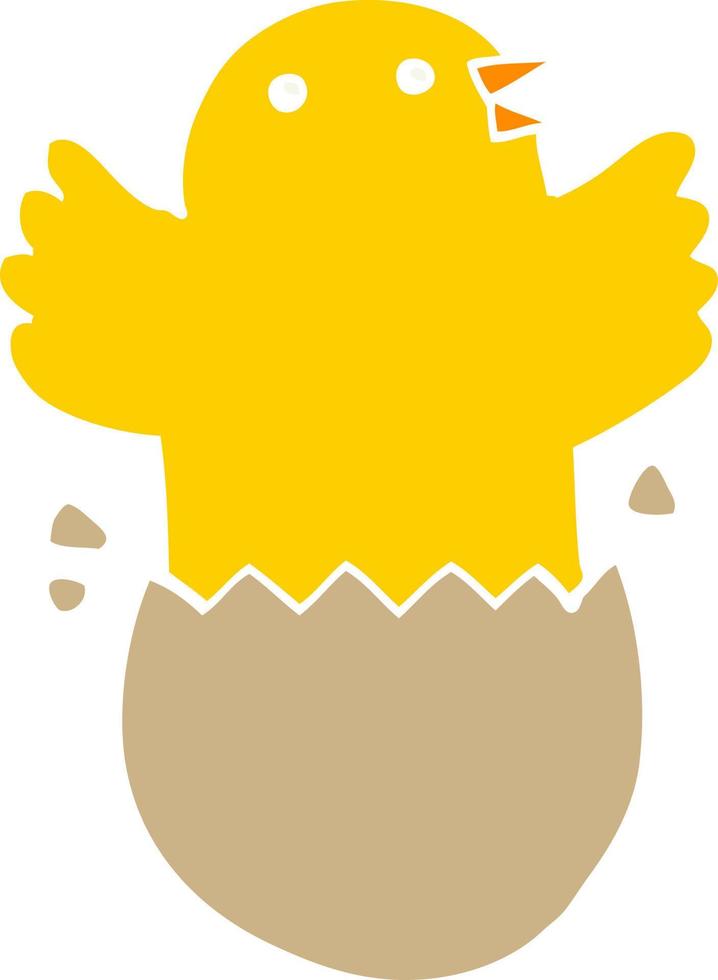 flat color style cartoon hatching bird vector