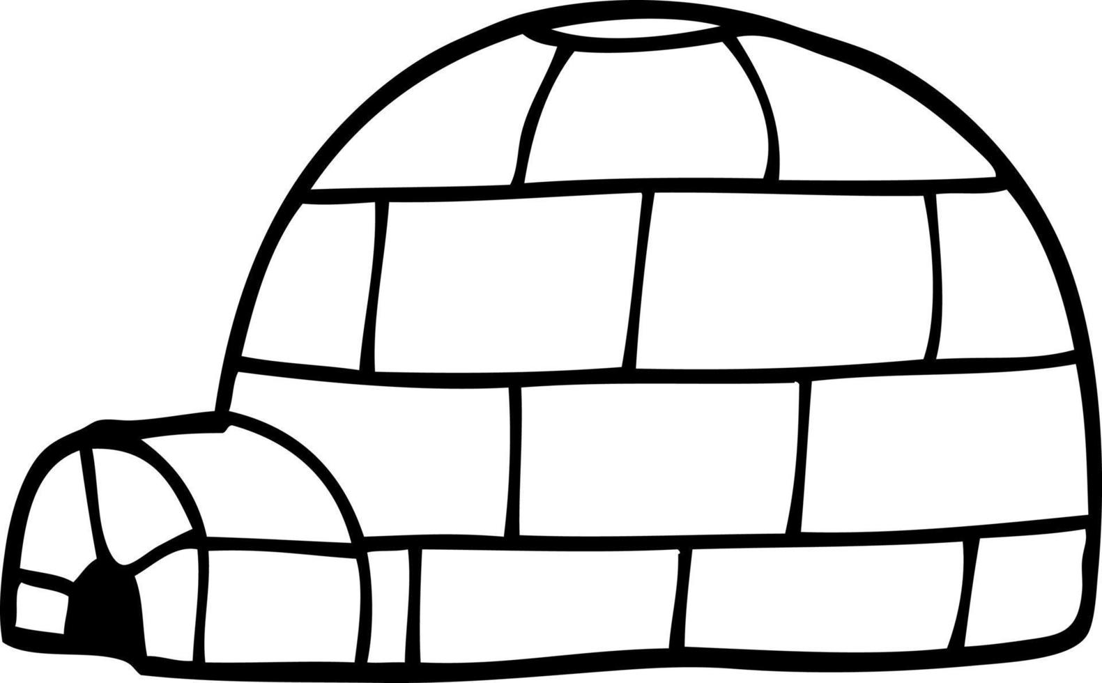 line drawing cartoon igloo vector