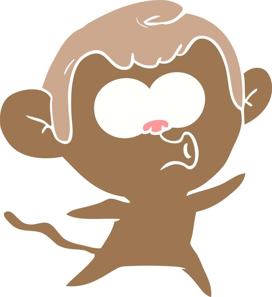 flat color style cartoon surprised monkey vector