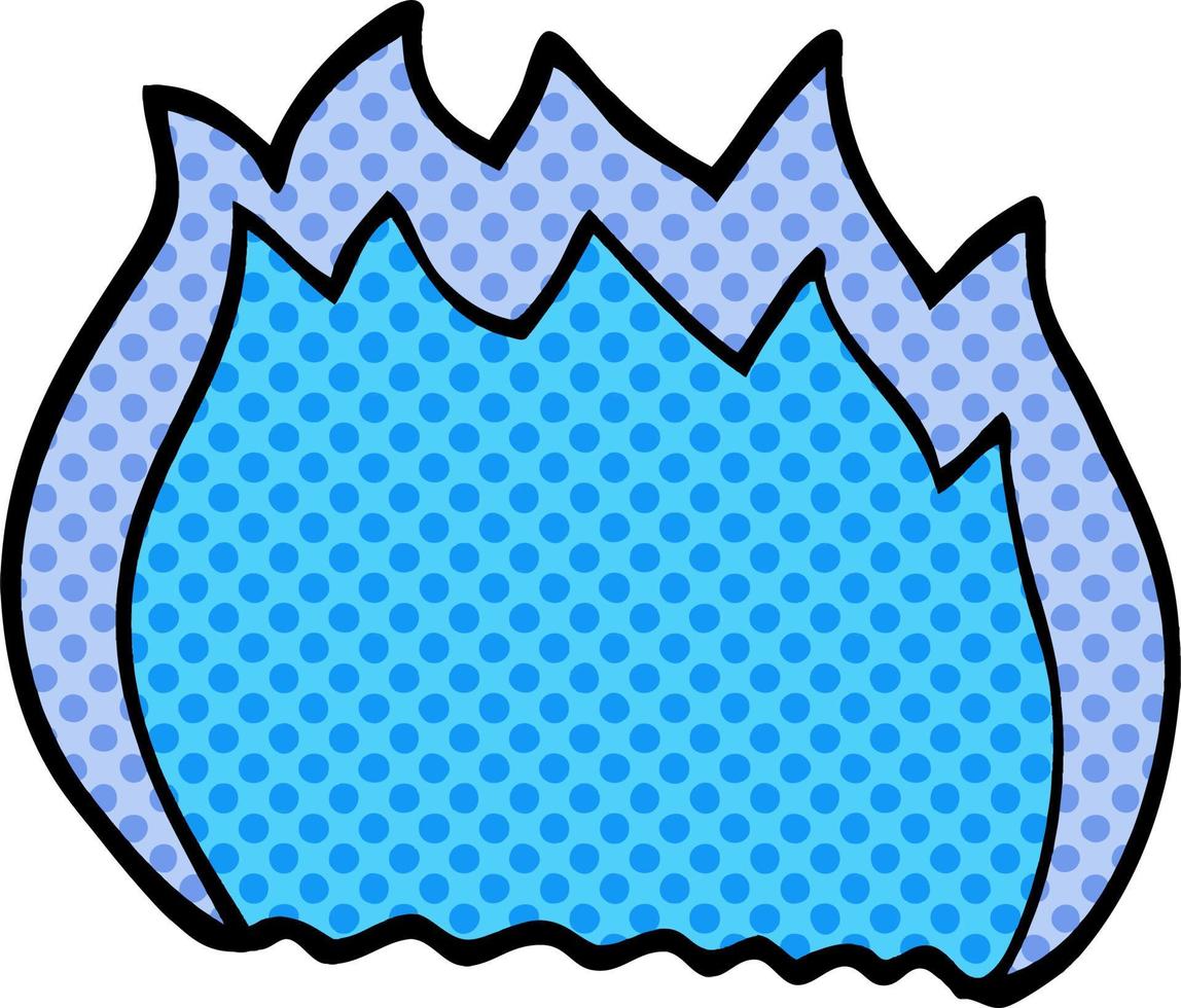 cartoon doodle blue flame vector