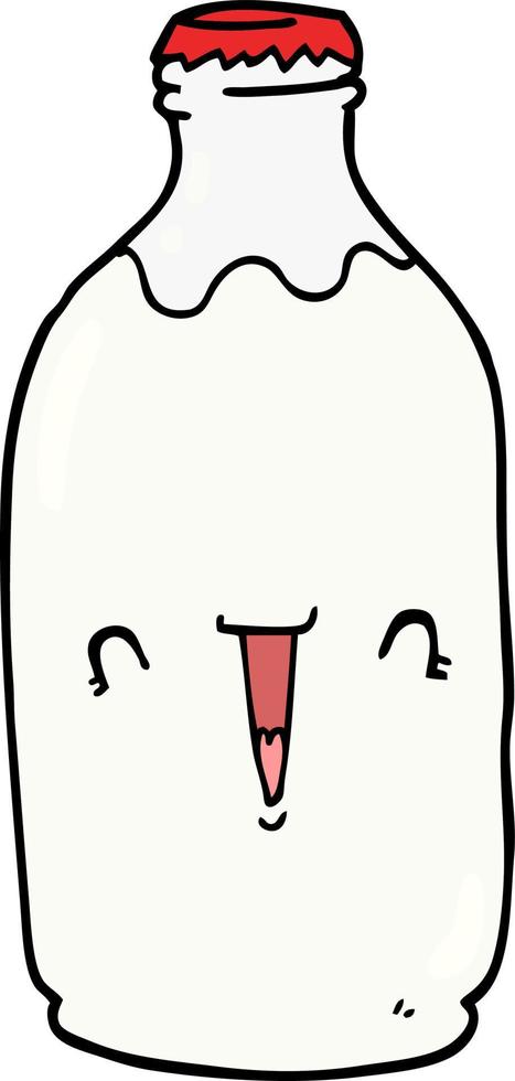 cute cartoon milk bottle vector