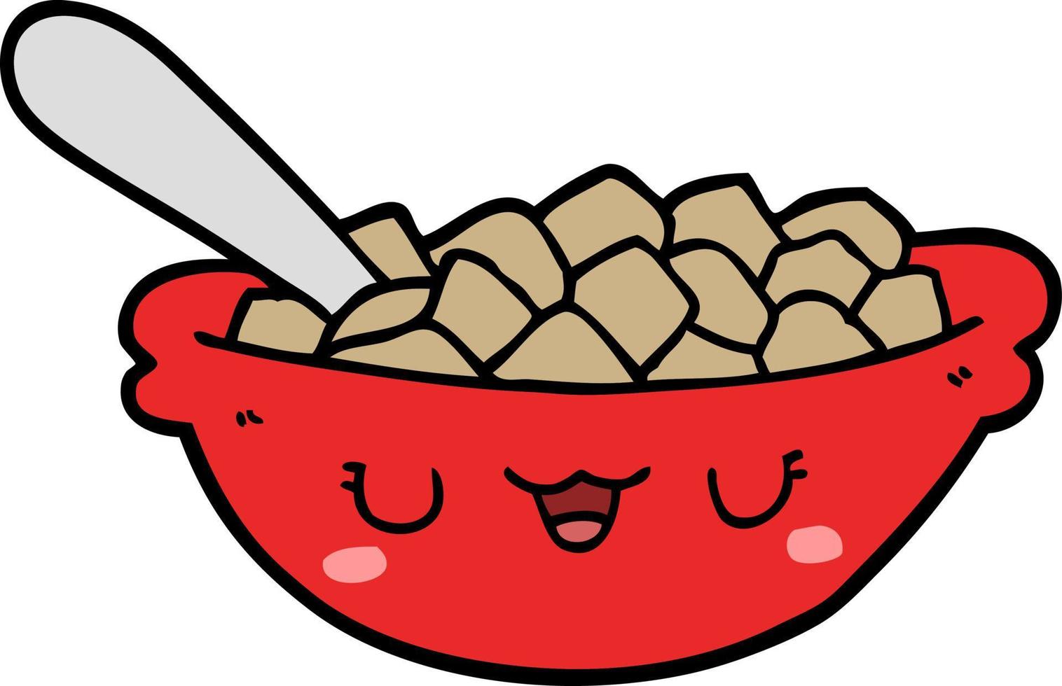 tazón de cereal de dibujos animados lindo vector