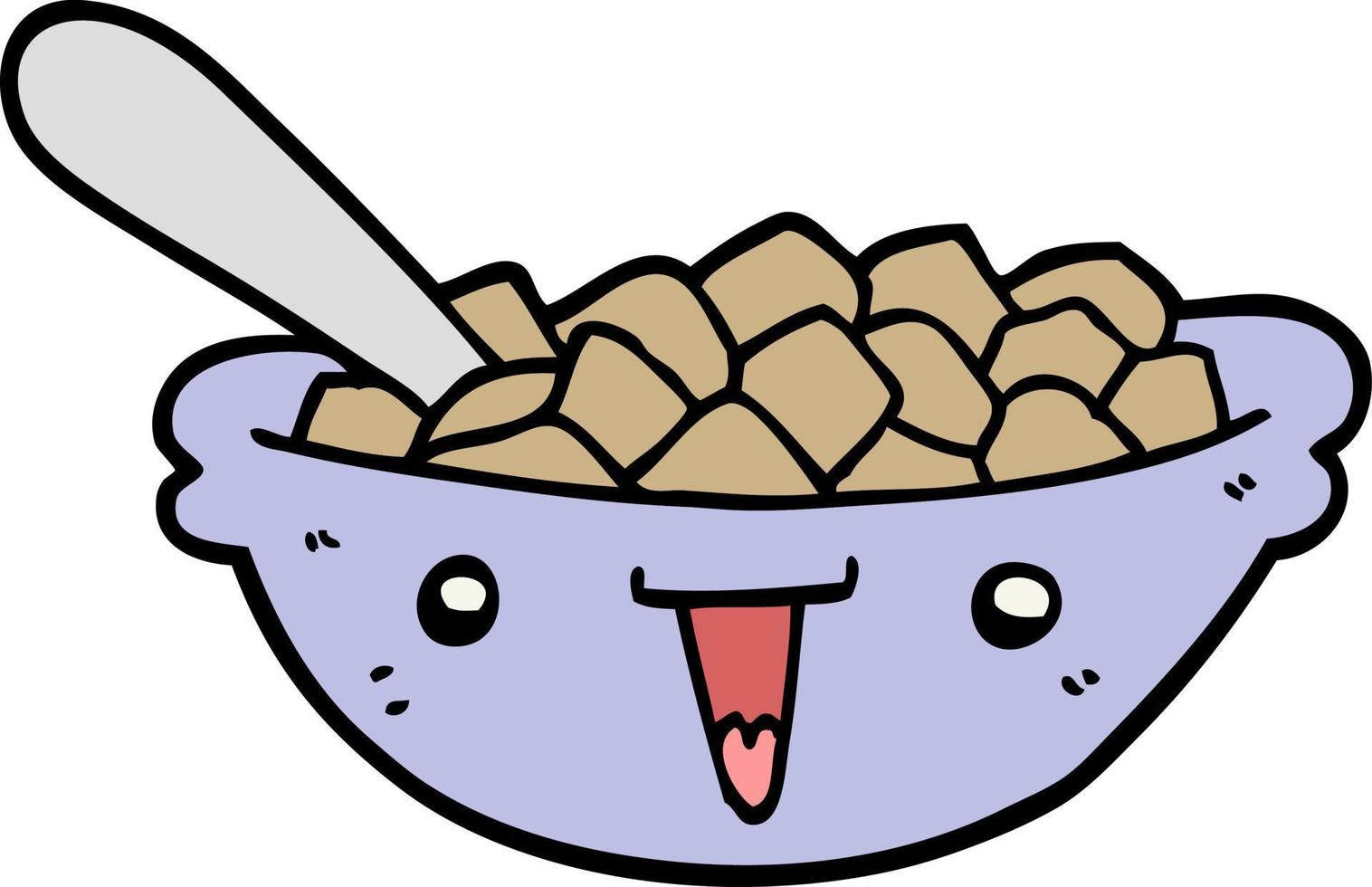 tazón de cereal de dibujos animados lindo vector