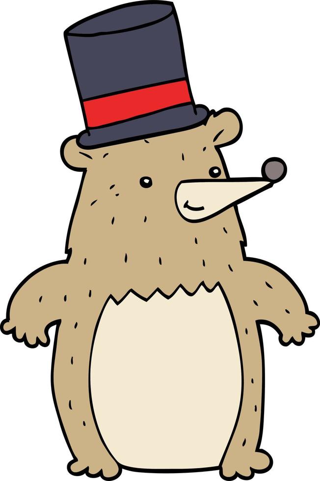 cartoon bear in top hat vector