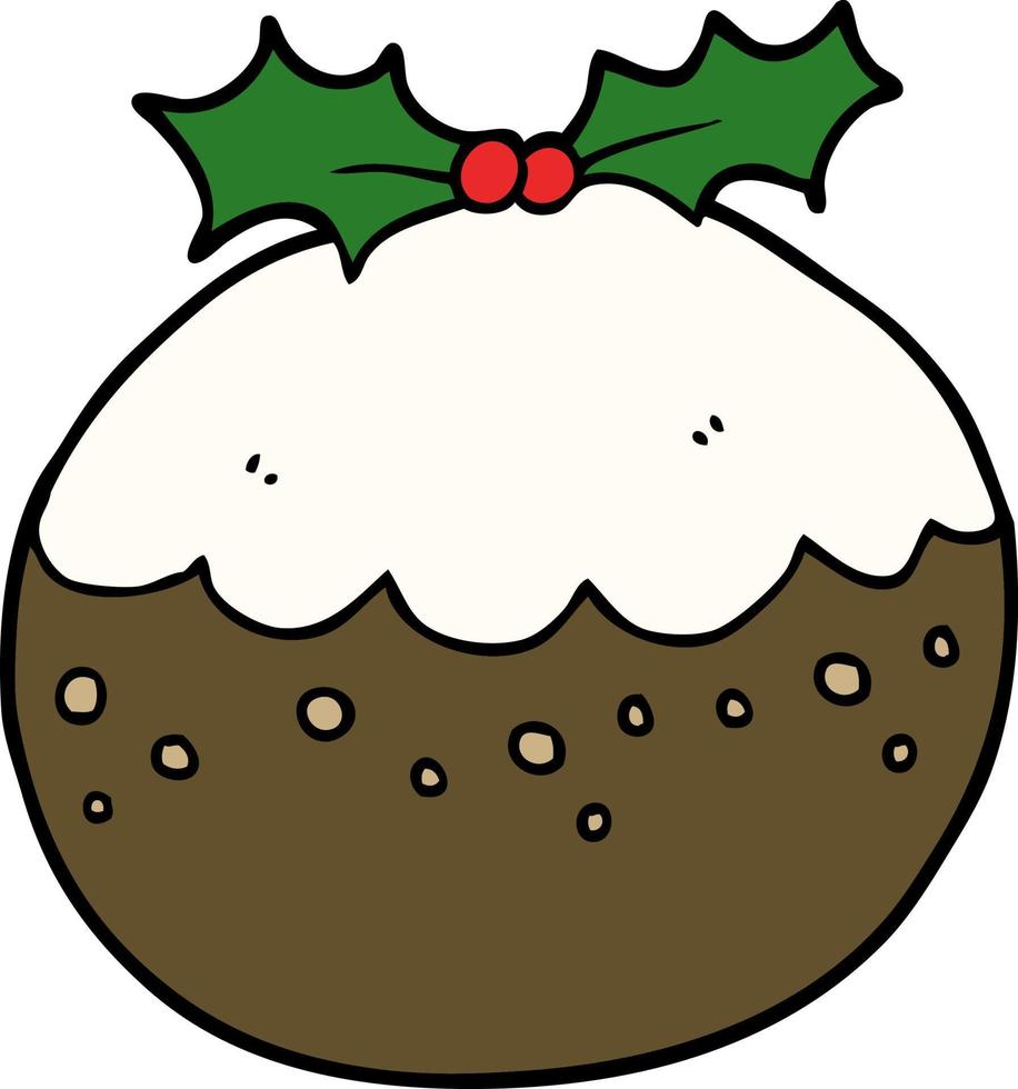 cartoon christmas pudding vector