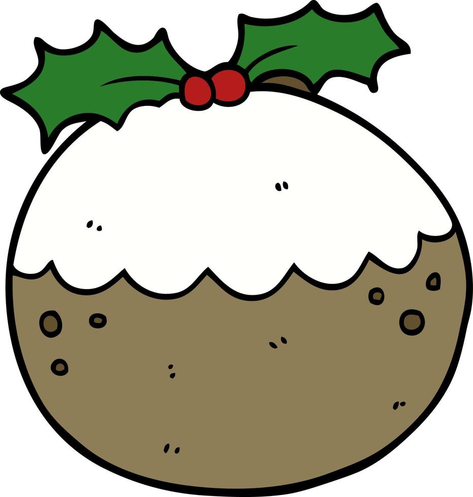 cartoon christmas pudding vector