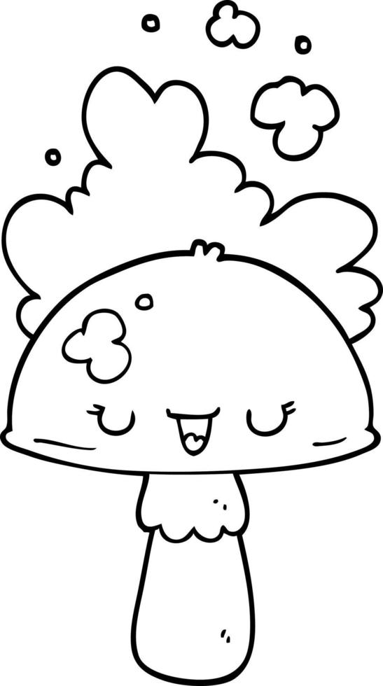 cartoon mushroom with spoor cloud vector