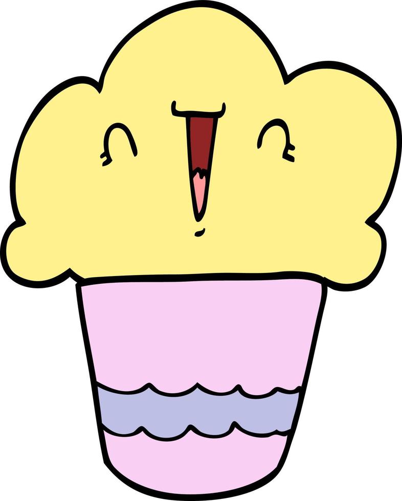 cartoon cupcake with face vector