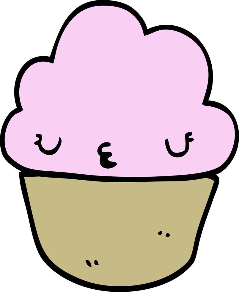 cupcake de dibujos animados con cara vector