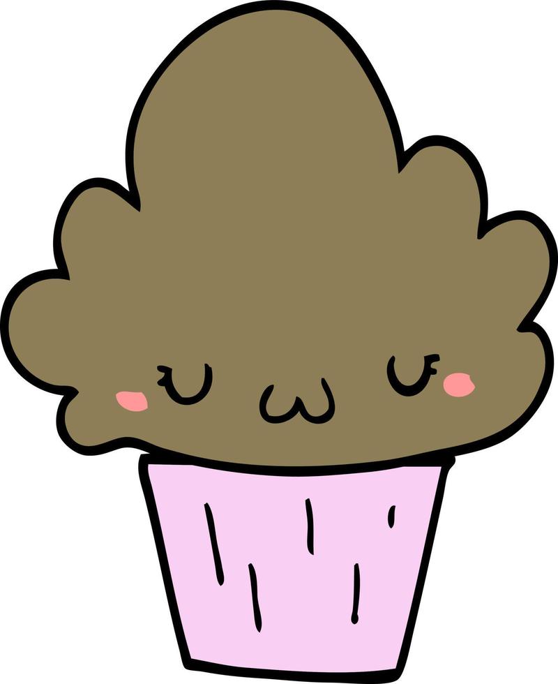 cartoon cupcake with face vector