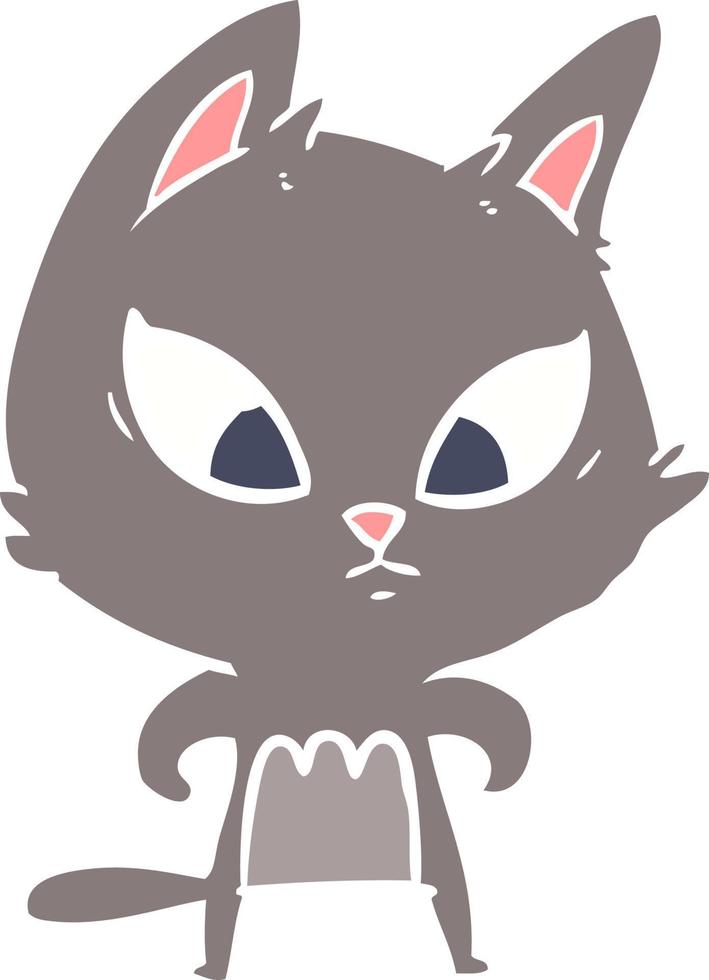 confused flat color style cartoon cat vector