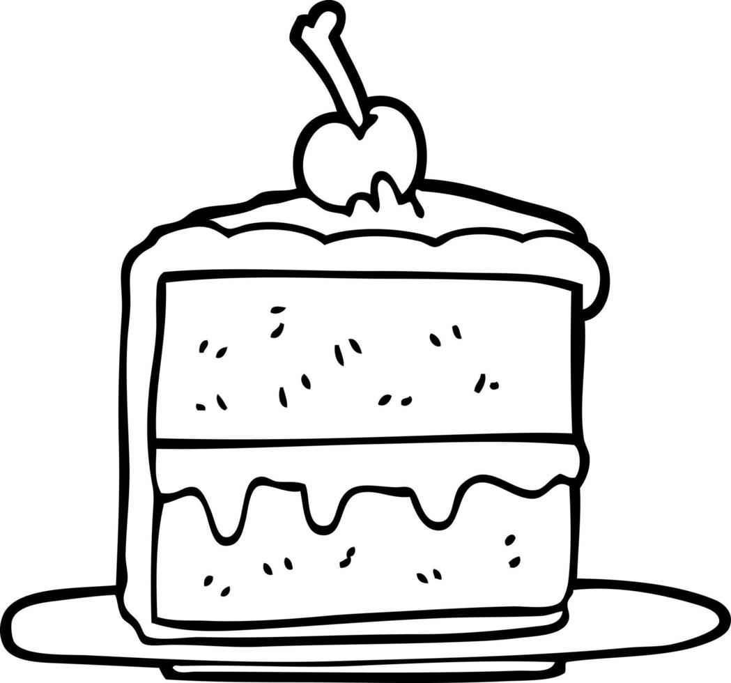 line drawing cartoon cake slice vector