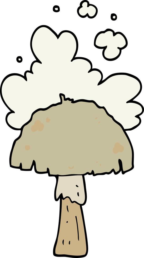cartoon mushroom with spore cloud vector
