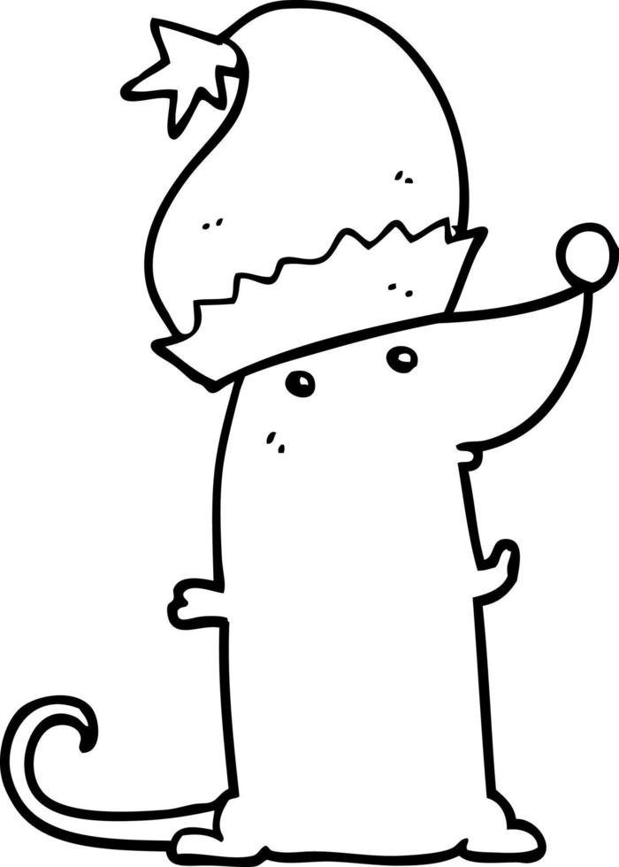 rata de dibujos animados con sombrero de navidad vector