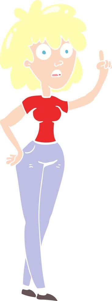 flat color illustration of a cartoon woman vector