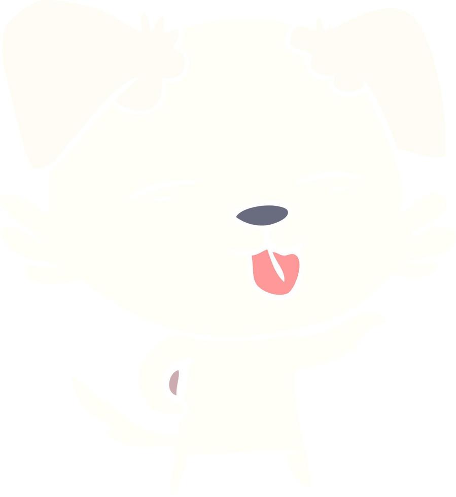 flat color style cartoon dog sticking out tongue vector