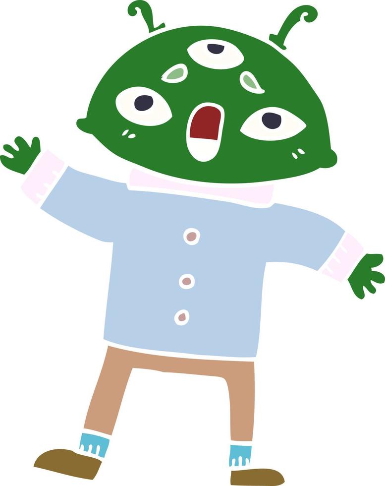 cartoon doodle alien man in sensible clothes vector