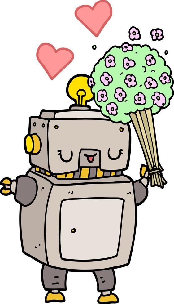 cartoon robot in love 12138280 Vector Art at Vecteezy