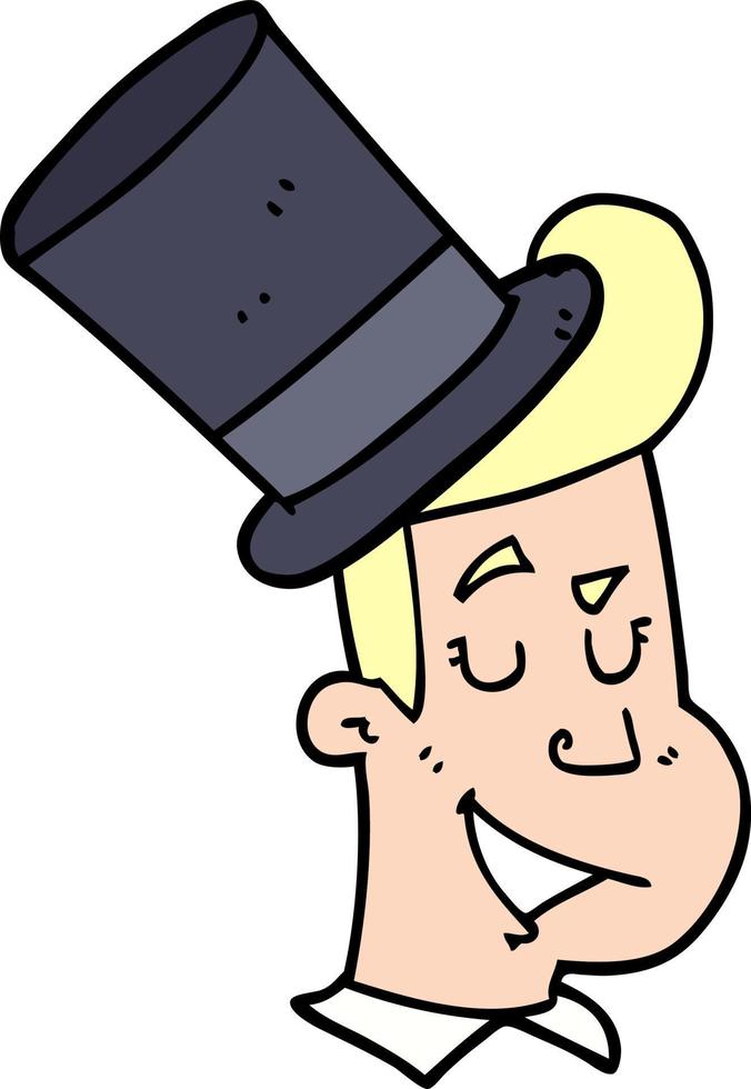 cartoon man wearing top hat vector