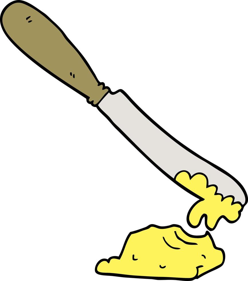 cartoon knife spreading butter vector