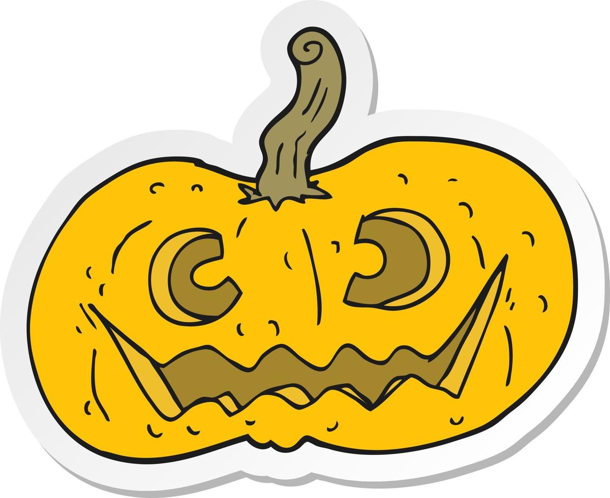 sticker of a cartoon halloween pumpkin vector