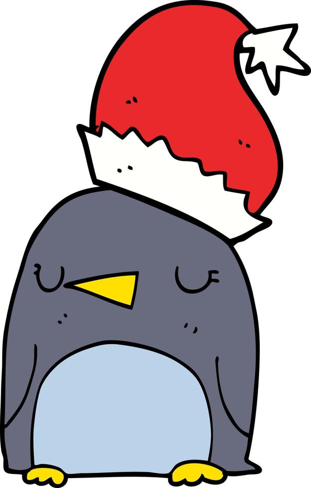 lindo pingüino de navidad vector