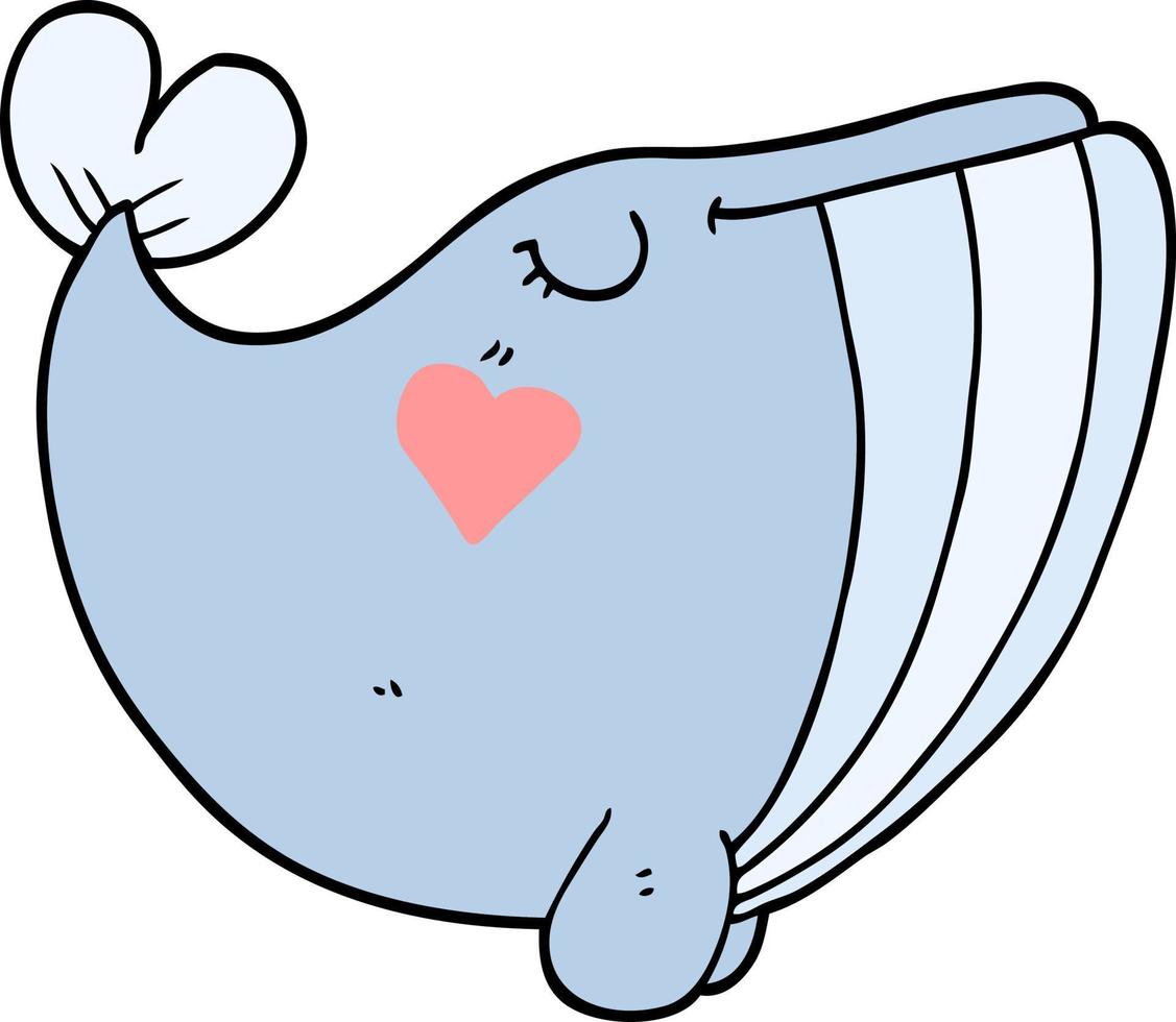 ballena de dibujos animados con corazón de amor vector