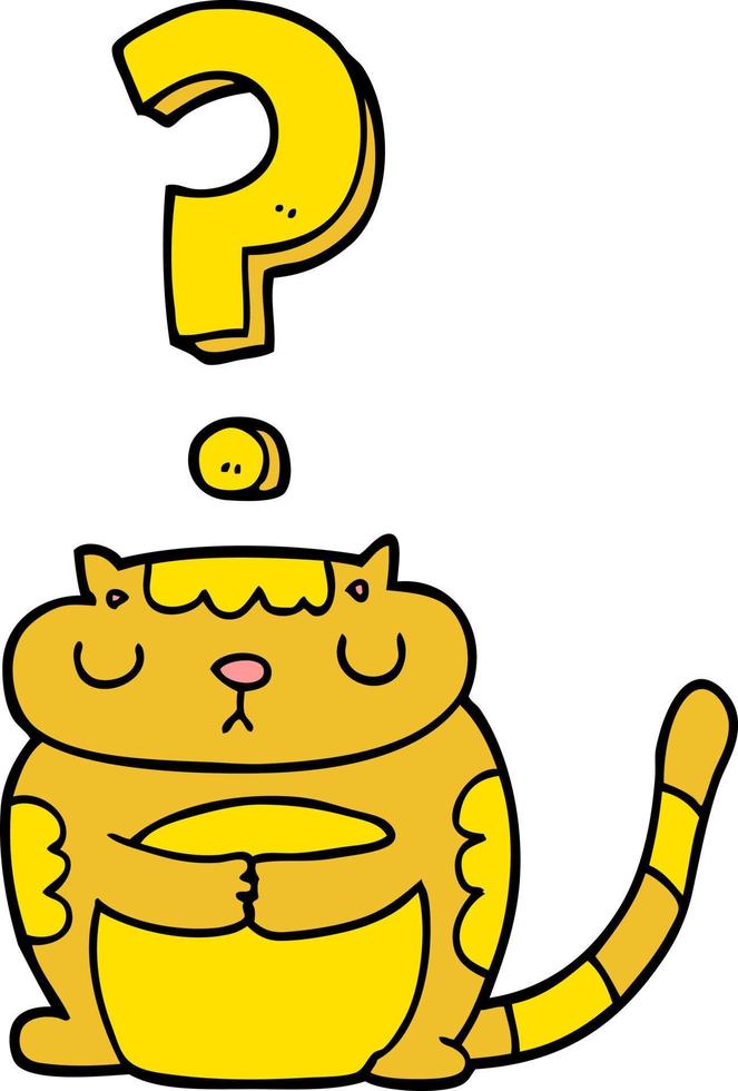 gato de dibujos animados con signo de interrogación vector