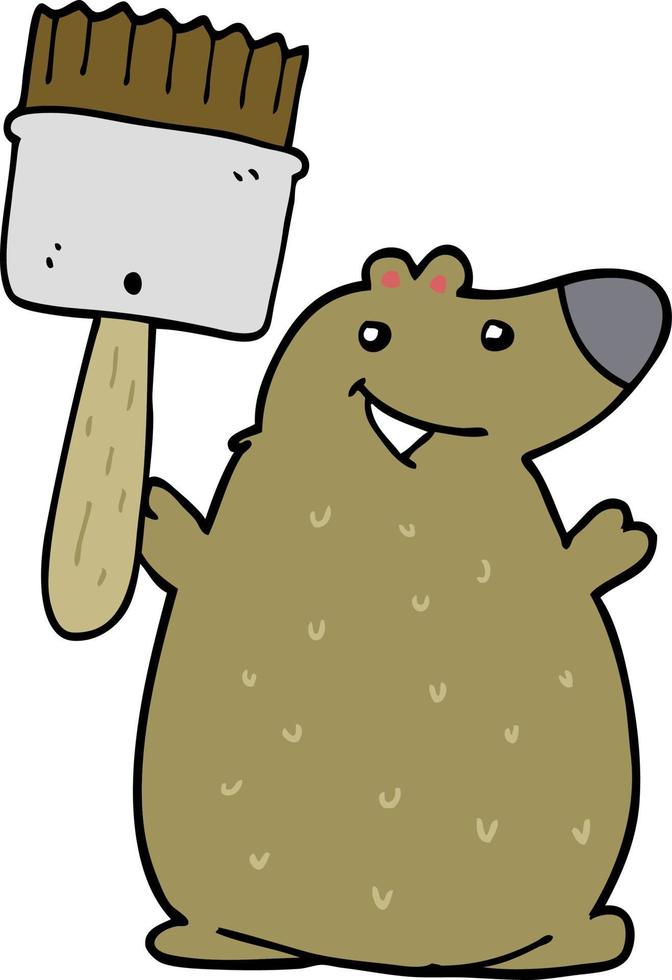 cartoon bear with paint brush vector