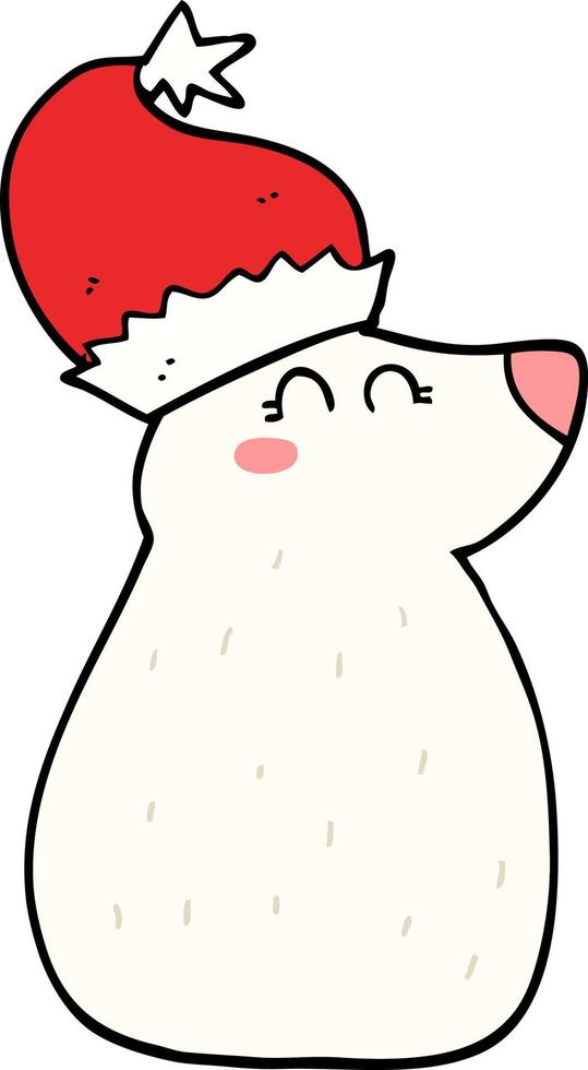 cartoon bear wearing christmas hat vector