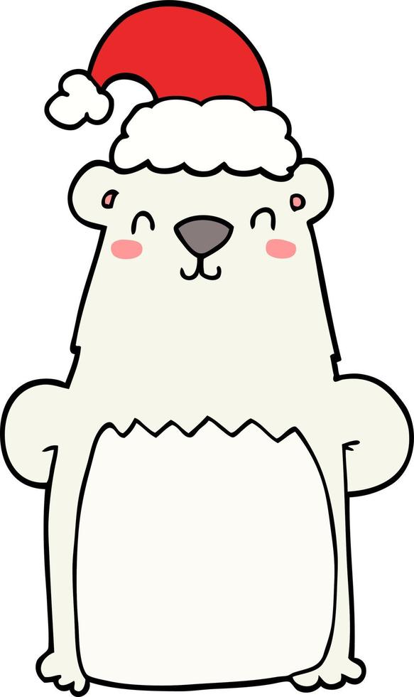 oso de dibujos animados con sombrero de navidad vector