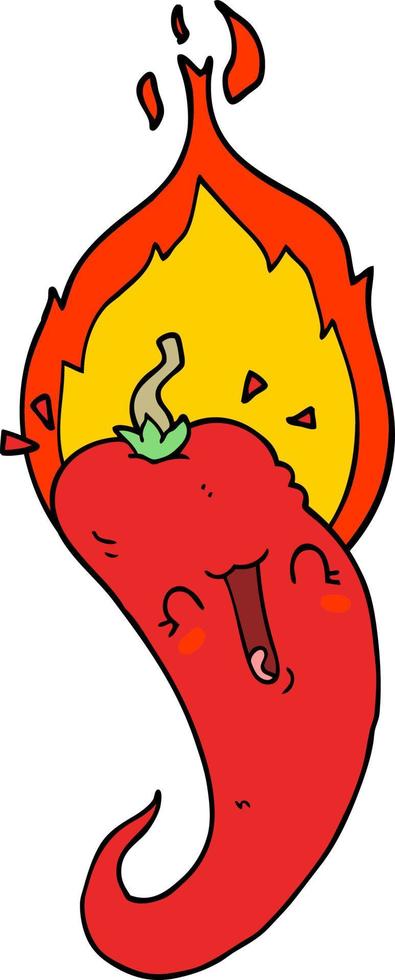 cartoon flaming hot chili pepper vector