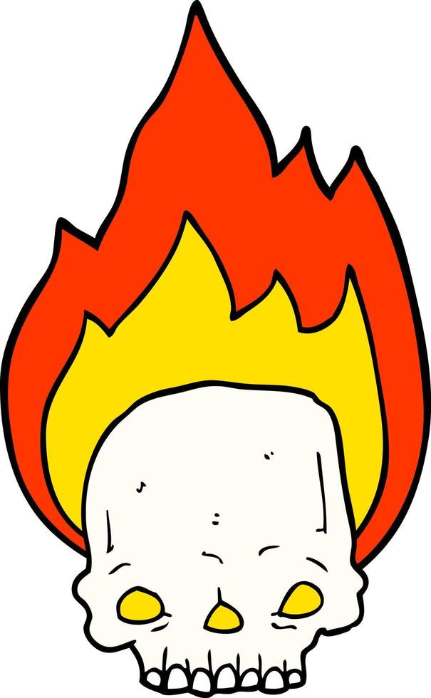 spooky cartoon flaming skull vector