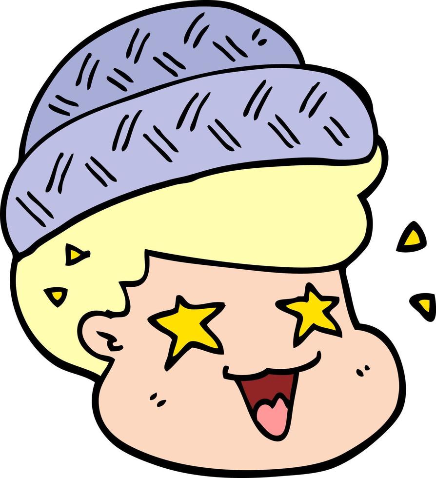 cartoon boy wearing hat vector