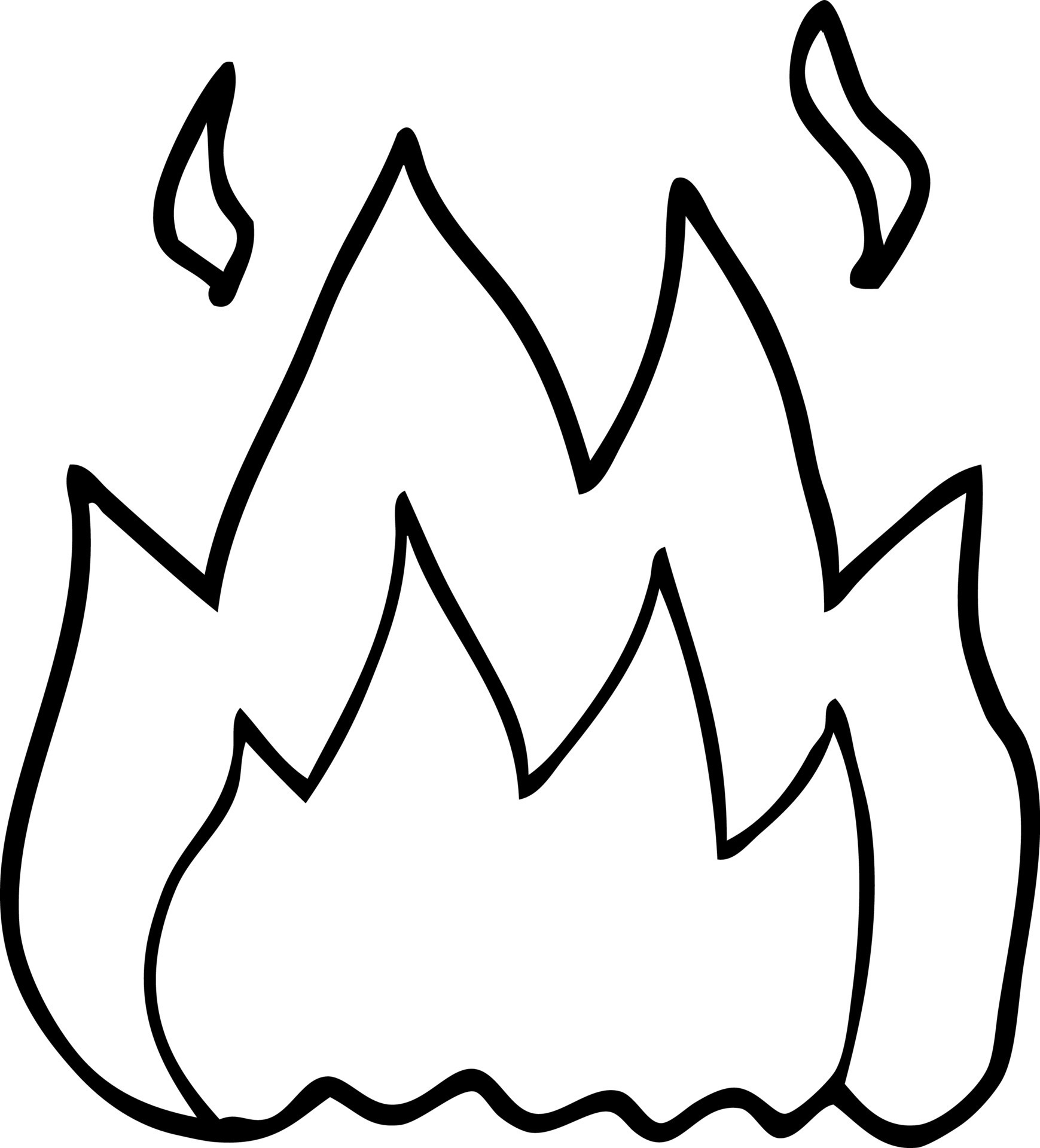 line drawing cartoon fire burning - Line Drawing Cartoon Fire Burning Free Vector