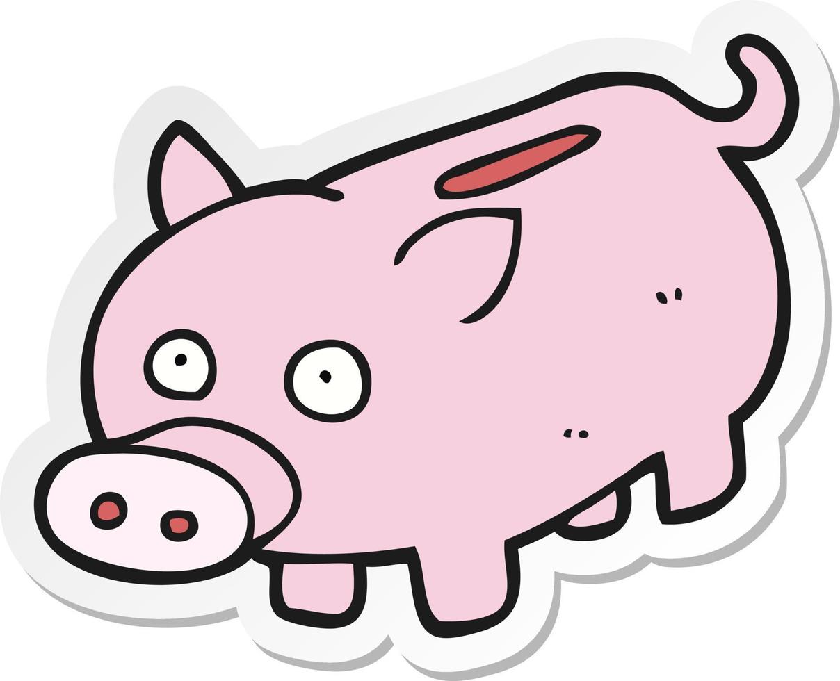 sticker of a cartoon piggy bank vector