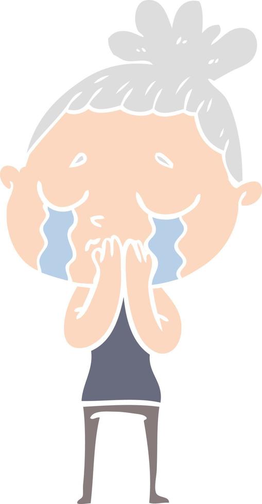 flat color style cartoon crying woman vector